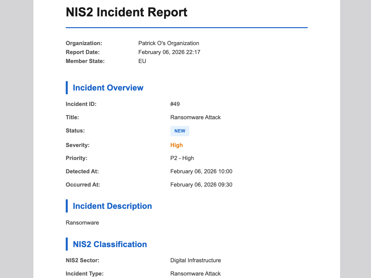 Docket regulator-ready PDF report export
